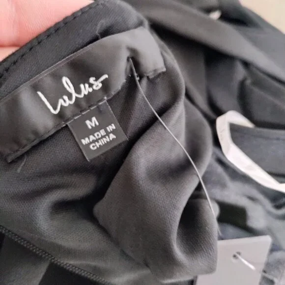 Lulus Katrina Black Strappy Sleeveless Skater Dress Size Medium NWT - Picture 5 of 11